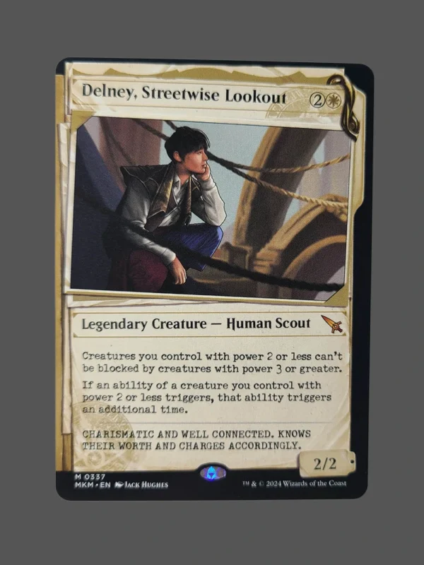 Delney, Streetwise Lookout Holo MTG Proxy | Murders at Karlov Manor