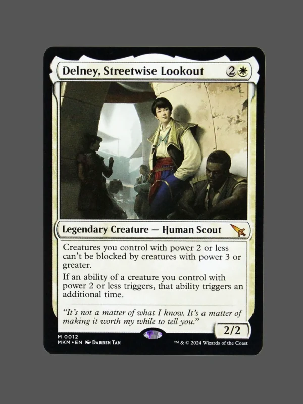 Delney, Streetwise Lookout Holo MTG Proxy | Murders at Karlov Manor