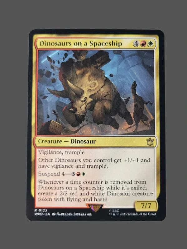 Dinosaurs on a Spaceship Holo MTG Proxy | The Lost Caverns of Ixalan