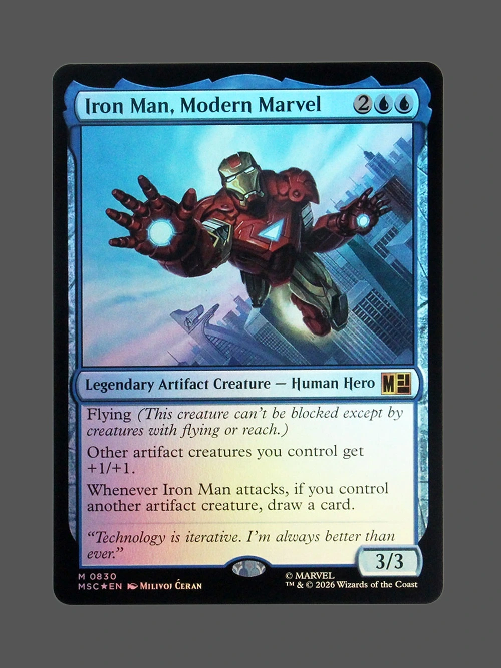 Iron Man, Modern Marvel Foil MTG Proxy | Marvel Super Heroes Commander Iron Man, Modern Marvel Foil MTG Proxy