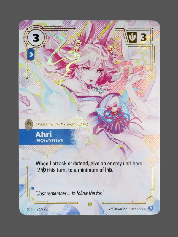 Ahri - Inquisitive Foil Riftbound proxy card from Spiritforged #227/221