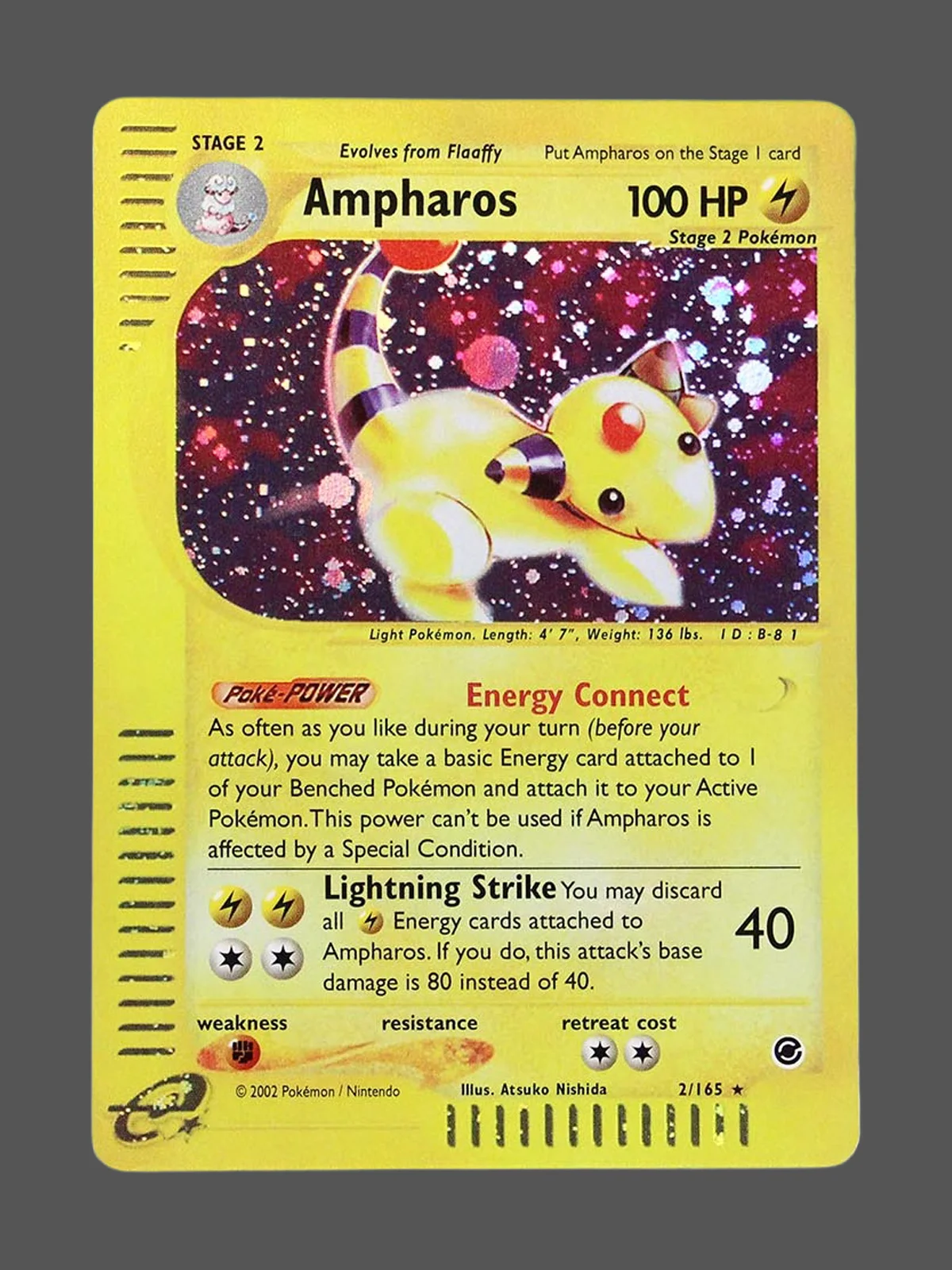 ampharos-2-ex-en-foil.webp Ampharos Foil Pokemon proxy card from Expedition #2