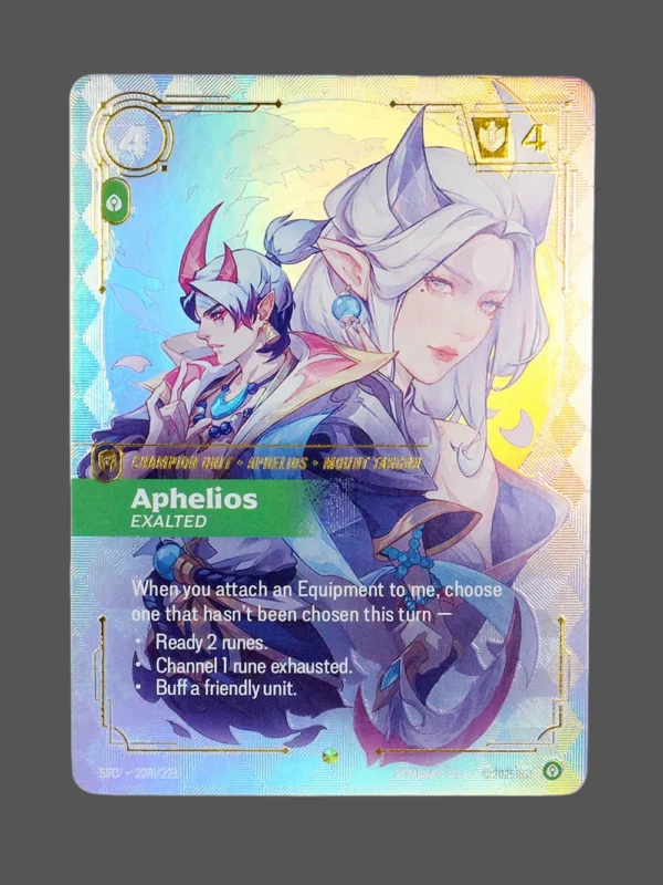 Aphelios - Exalted Foil Riftbound proxy card from Spiritforged #224/221