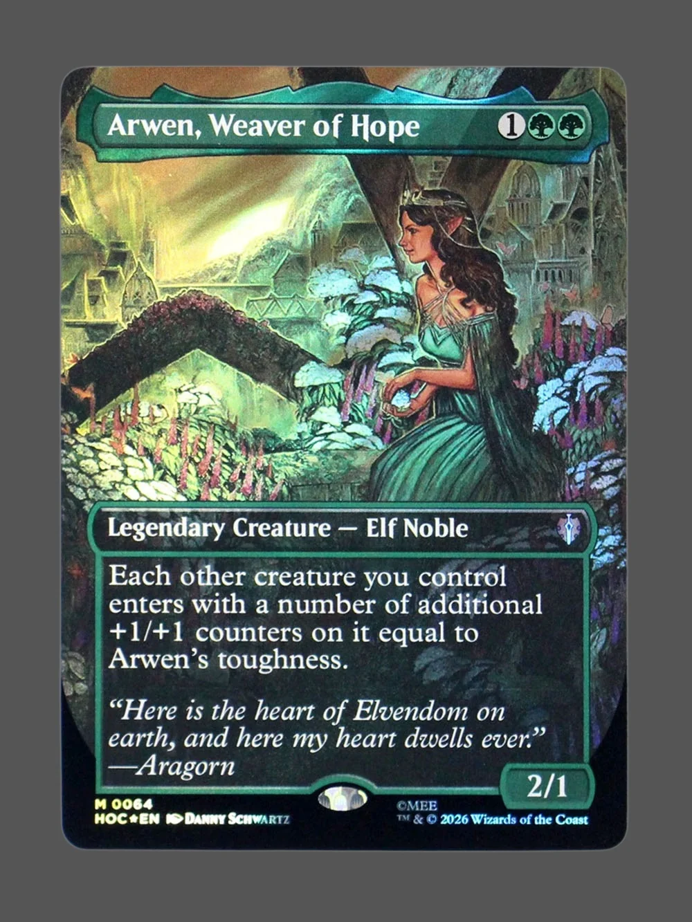 arwen-weaver-of-hope-64-surgefoil.webp Arwen, Weaver of Hope Surge Foil MTG proxy card from The Hobbit Eternal #64