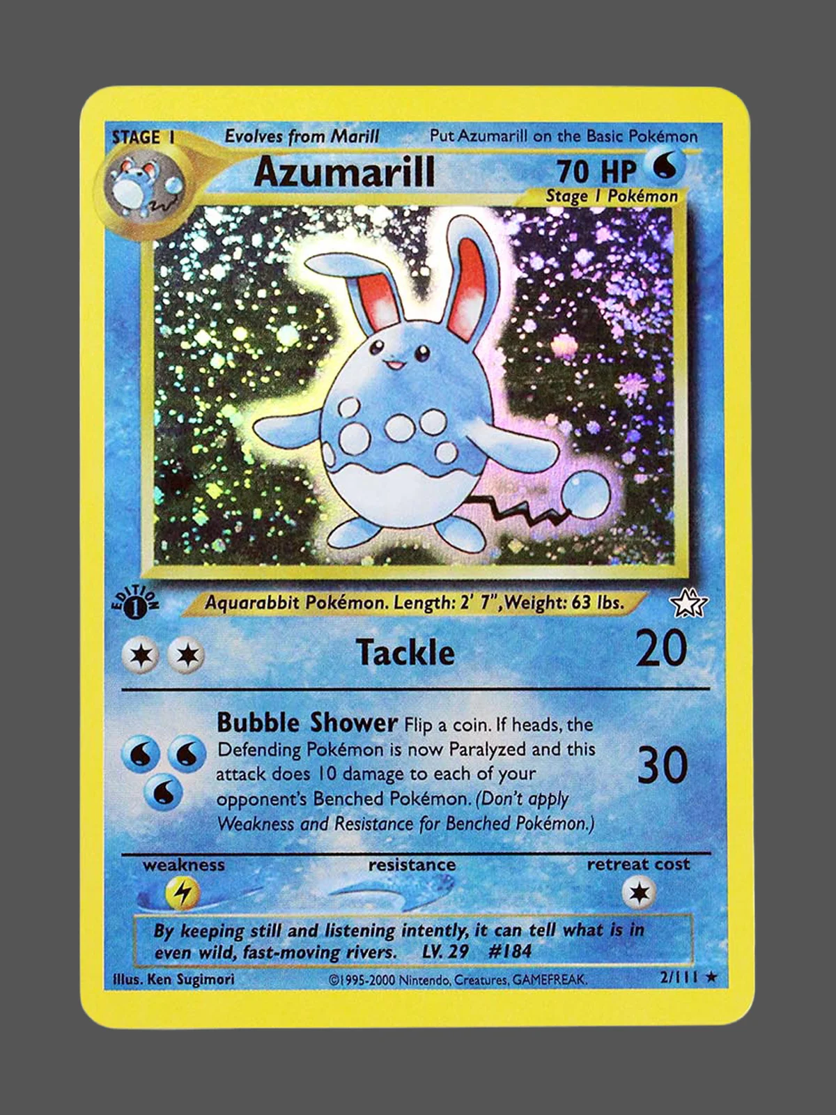 azumarill-2-n1-en.webp Azumarill Regular Pokemon proxy card from Neo Genesis #2