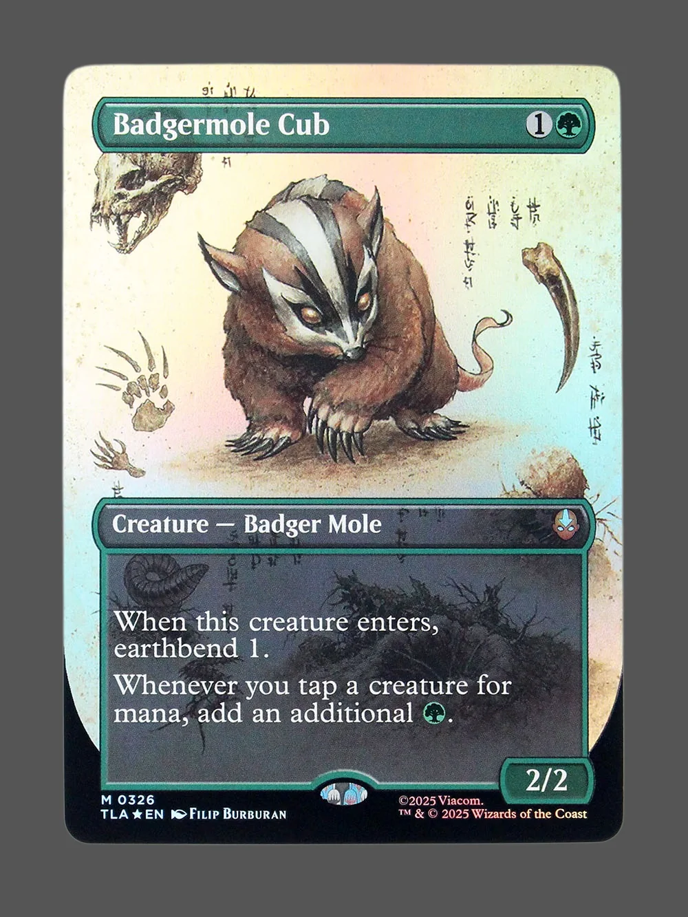 badgermole-cub-326-foil.webp Badgermole Cub Foil MTG proxy card from Avatar: The Last Airbender #326