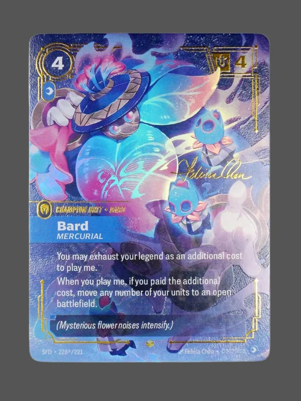 Bard - Mercurial Signature Foil Riftbound proxy card from Spiritforged #228*/221