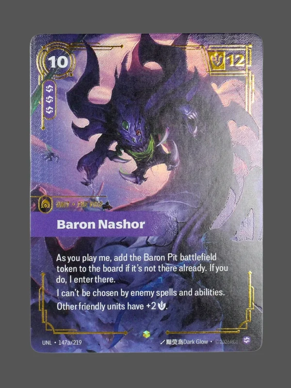Baron Nashor Foil Riftbound proxy card from Unleashed #147a/219