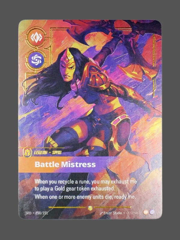 Battle Mistress Foil Riftbound proxy card from Spiritforged #250/221