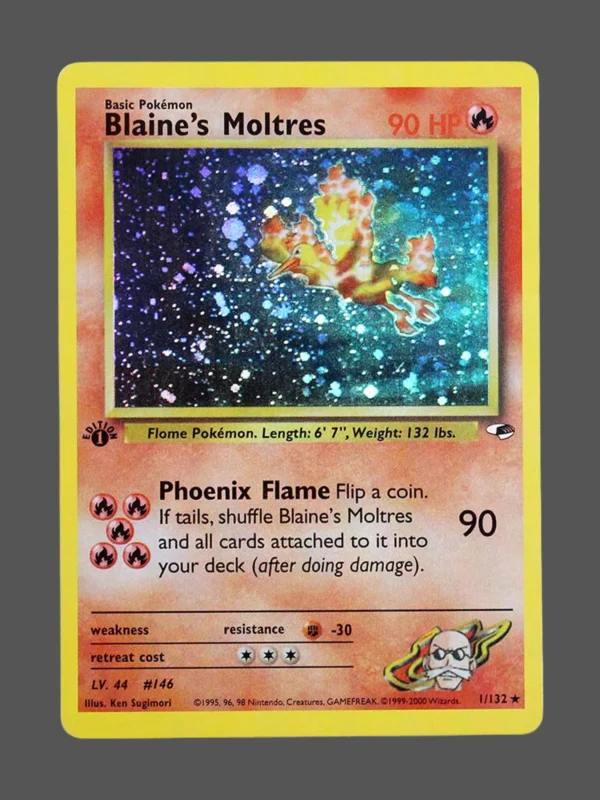 Blaine’s Moltres Regular Pokemon proxy card from Gym Heroes #1