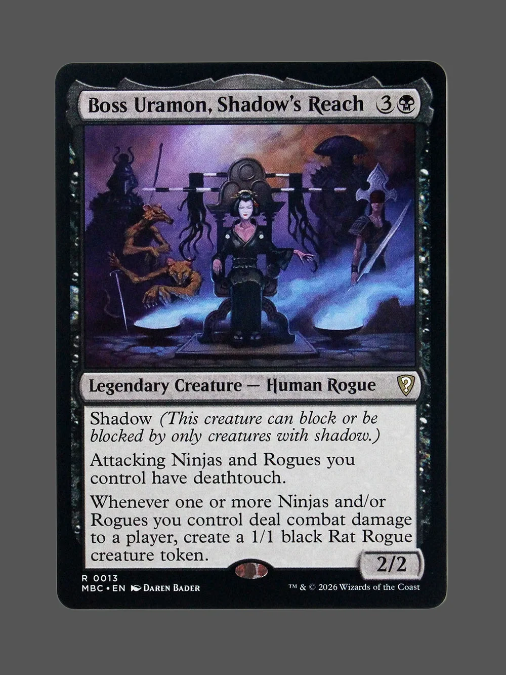 boss-uramon-shadows-reach-013-holo.webp Boss Uramon, Shadow's Reach Holo MTG proxy card from Mystery Booster Commander Edition #13