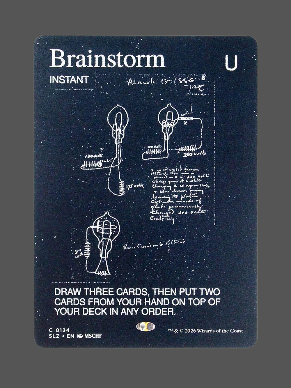 brainstorm-134.webp Brainstorm Holo MTG proxy card from The Zeta Set #134