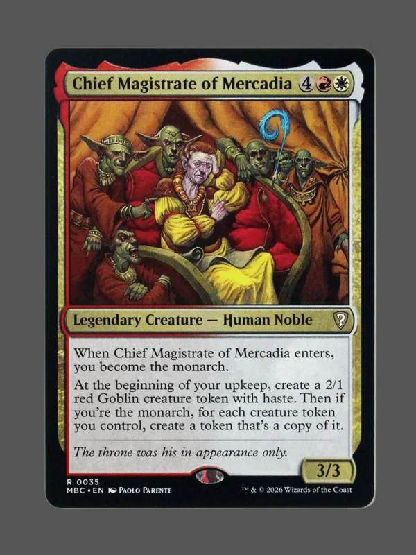 Chief Magistrate of Mercadia Foil MTG proxy card from Mystery Booster Commander Edition #35