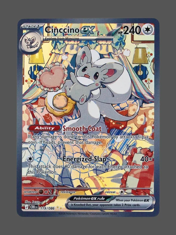 Cinccino ex Foil Pokemon proxy card from Phantasmal Flames #119