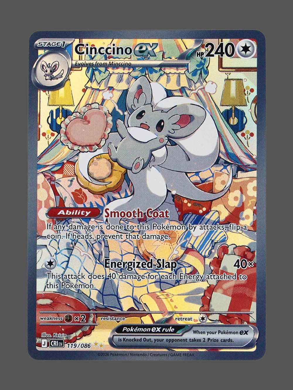 cinccino-ex-119-pfl-en-refractor-foil-v2.webp Cinccino ex Foil Pokemon proxy card from Phantasmal Flames #119