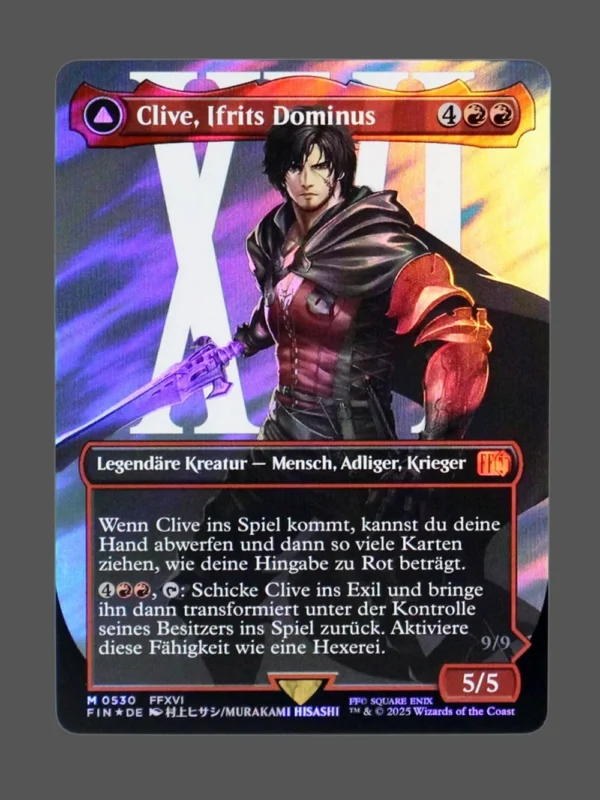 Clive, Ifrit's Dominant/Ifrit, Warden of Inferno Surge Foil MTG proxy card from Final Fantasy #530