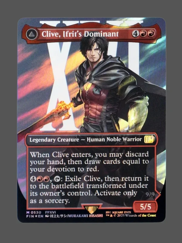 Clive, Ifrit's Dominant/Ifrit, Warden of Inferno Surge Foil MTG proxy card from Final Fantasy #530