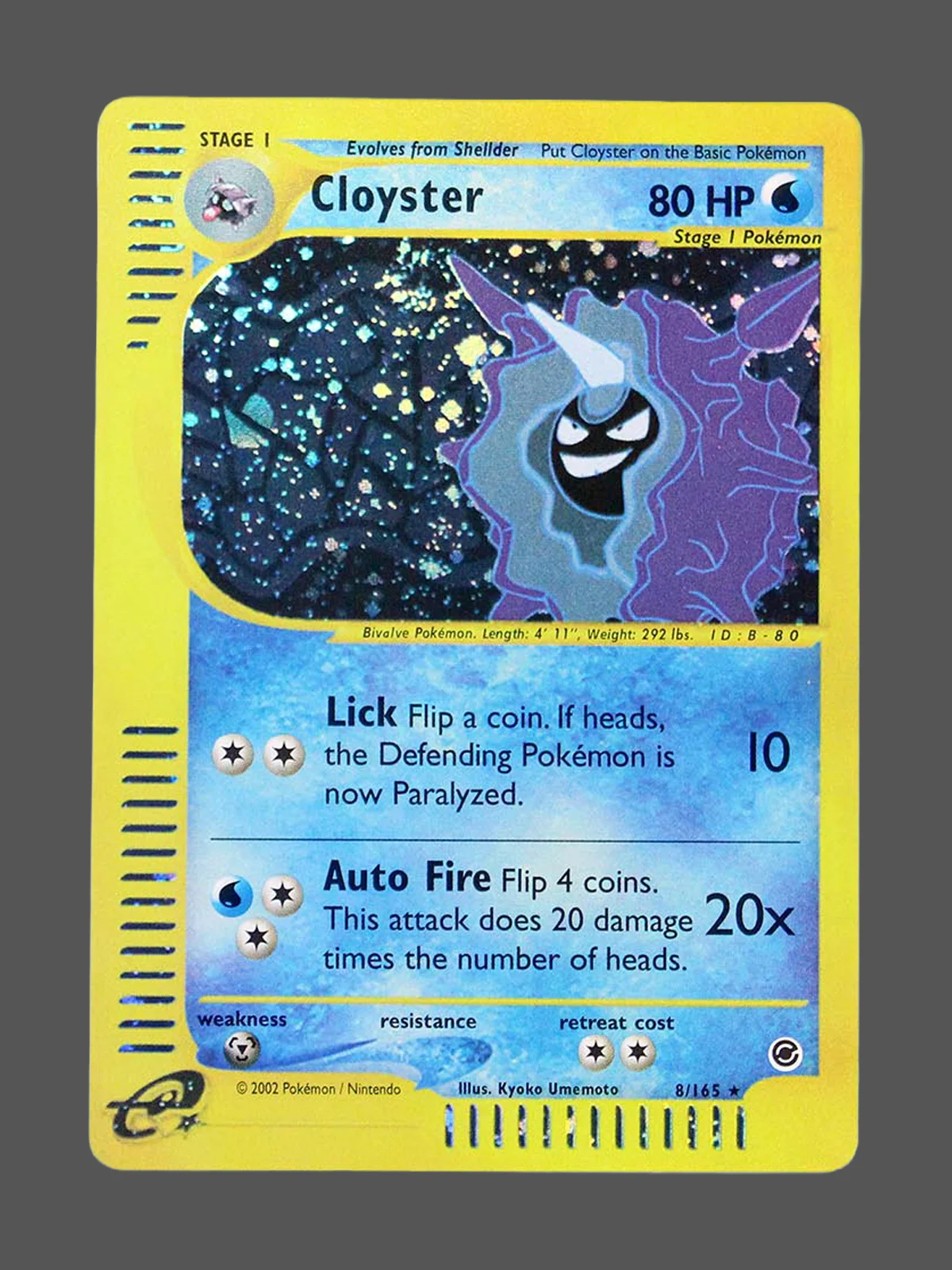 cloyster-8-ex-en.webp Cloyster Regular Pokemon proxy card from Expedition #8