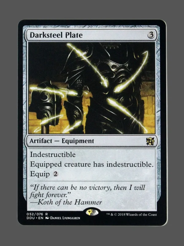 Darksteel Plate Holo MTG proxy card from Duel Decks: Elves vs. Inventors #52