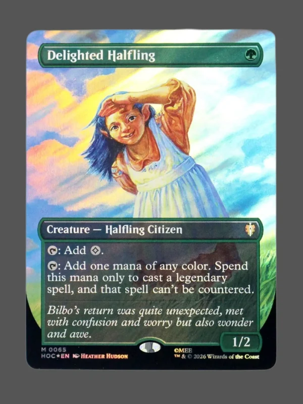 Delighted Halfling Surge Foil MTG proxy card from The Hobbit Eternal #65