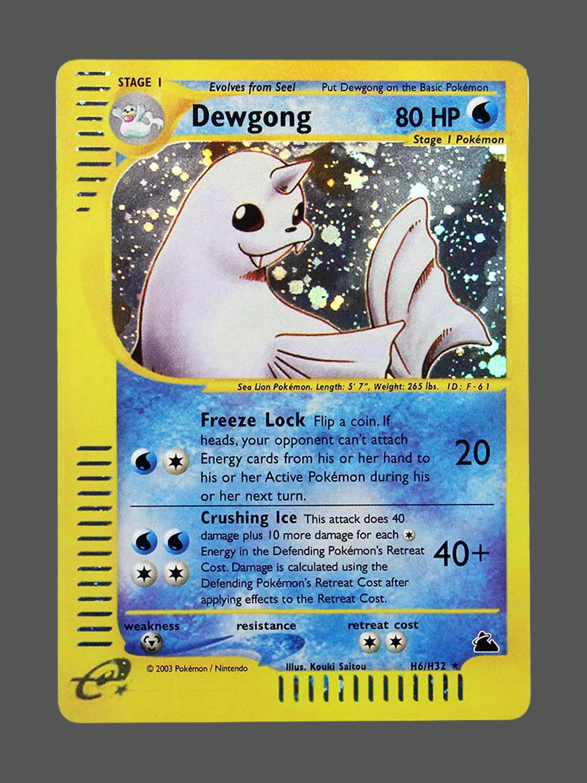 dewgong-h6-sk-en.webp Dewgong Regular Pokemon proxy card from Skyridge #H6