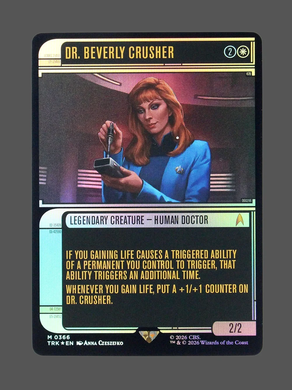 dr-beverly-crusher-366-foil.webp Dr. Beverly Crusher Foil MTG proxy card from Star Trek #366