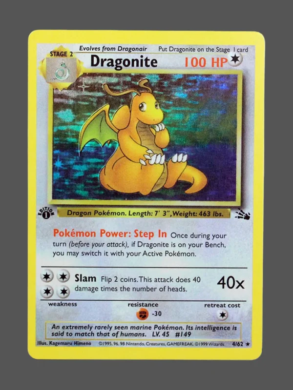 Dragonite Regular Pokemon proxy card from Fossil #4