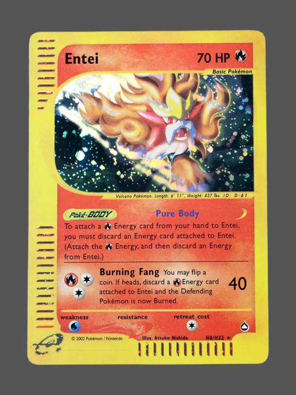 Entei Foil Pokemon proxy card from Aquapolis #H8