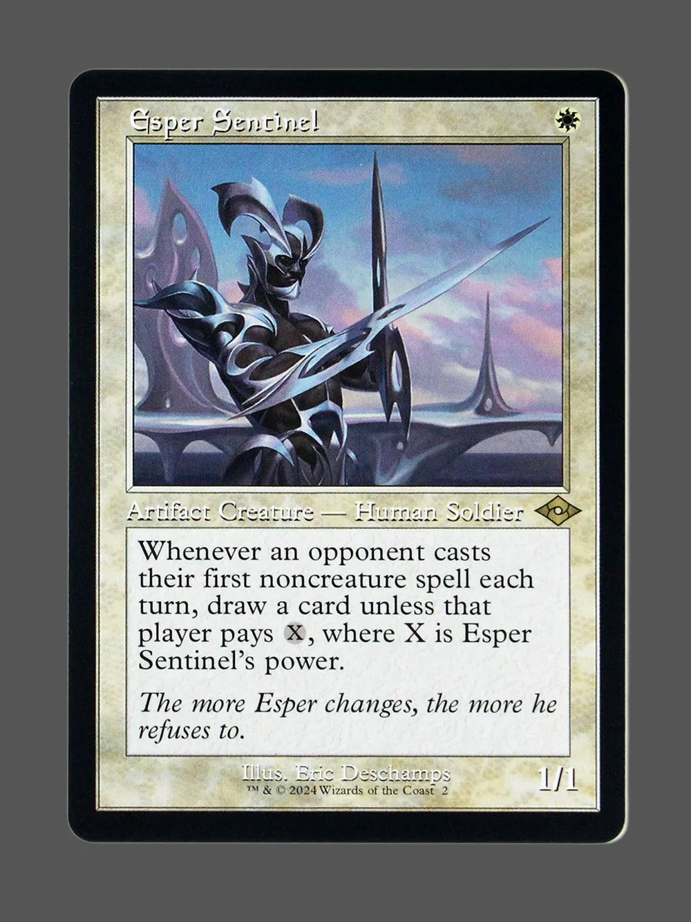 esper-sentinel-002-holo.webp Esper Sentinel Holo MTG proxy card from Modern Horizons 2 Timeshifts #2