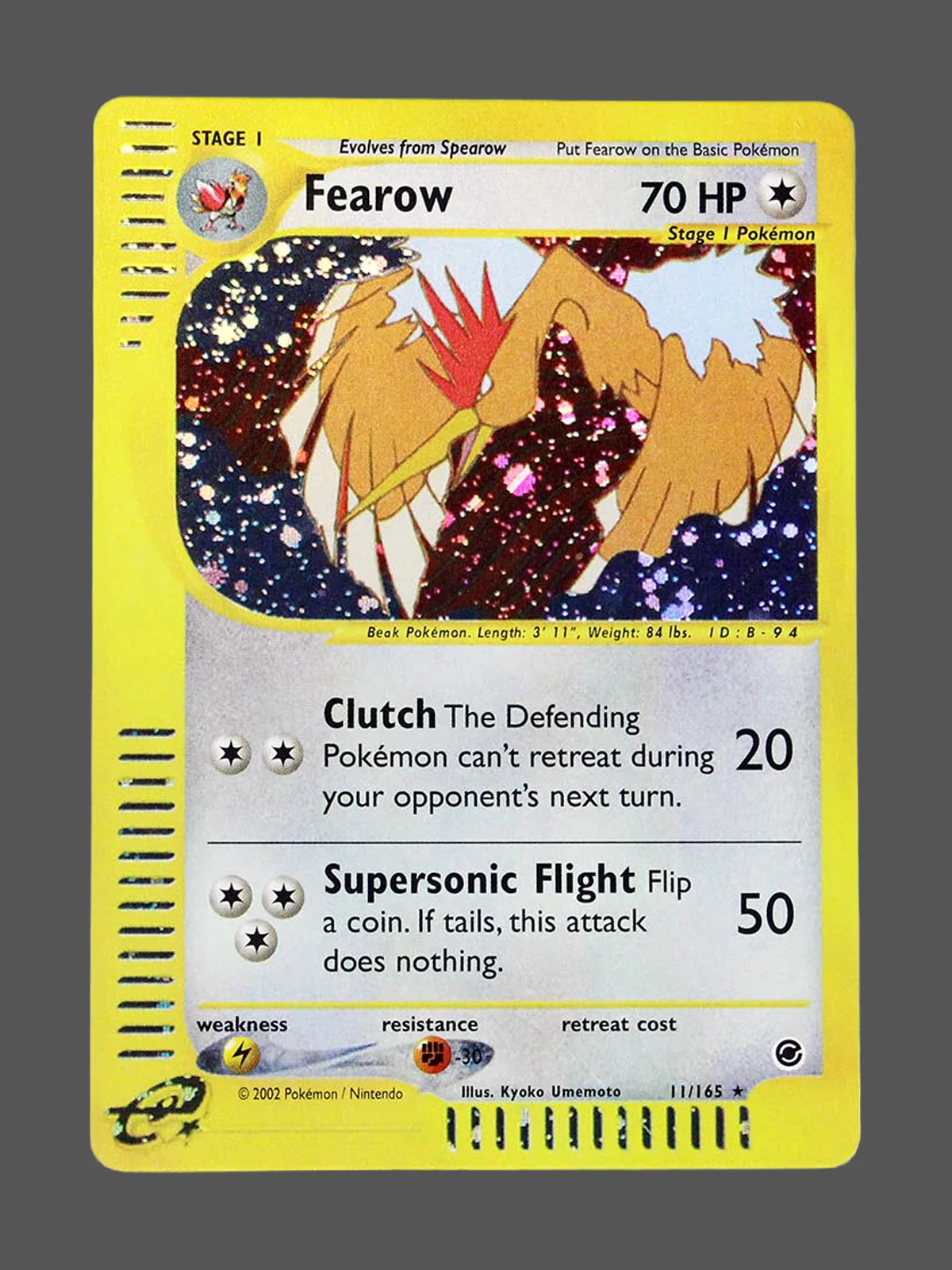 fearow-11-ex-en.webp Fearow Regular Pokemon proxy card from Expedition #11
