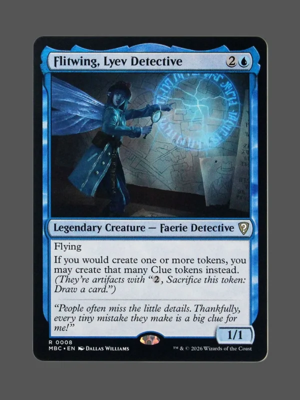Flitwing, Lyev Detective Foil MTG proxy card from Mystery Booster Commander Edition #8