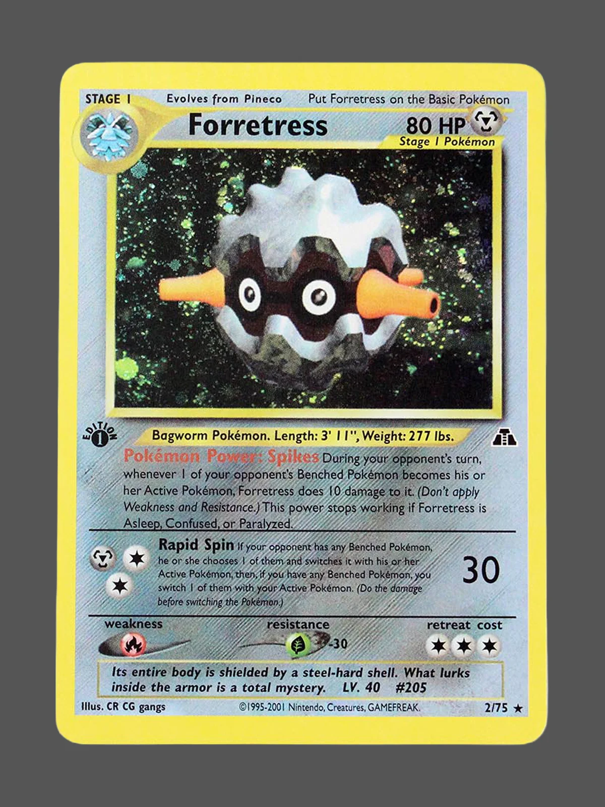 forretress-2-n2-en.webp Forretress Regular Pokemon proxy card from Neo Discovery #2