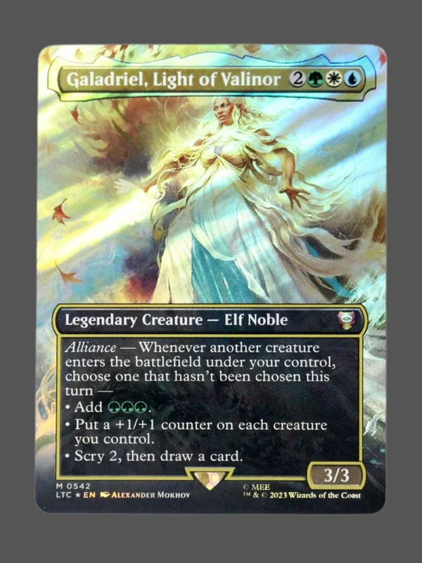 Galadriel, Light of Valinor Surge Foil MTG proxy card from Tales of Middle-earth Commander #542