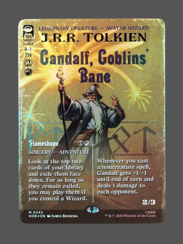 Gandalf, Goblins' Bane Foil MTG proxy card from The Hobbit #242