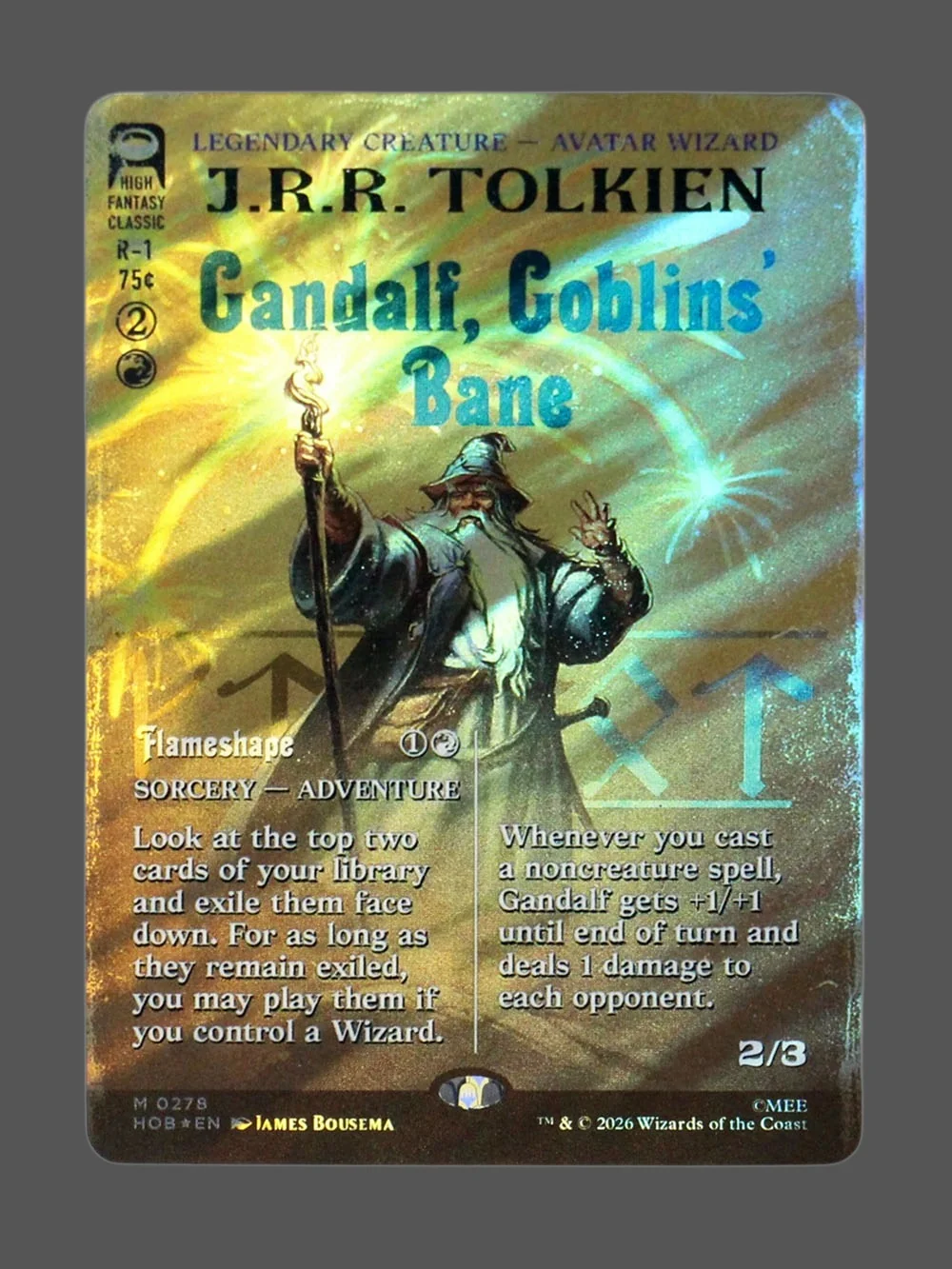 gandalf-goblins-bane-278-surgefoil.webp Gandalf, Goblins' Bane Surge Foil MTG proxy card from The Hobbit #278