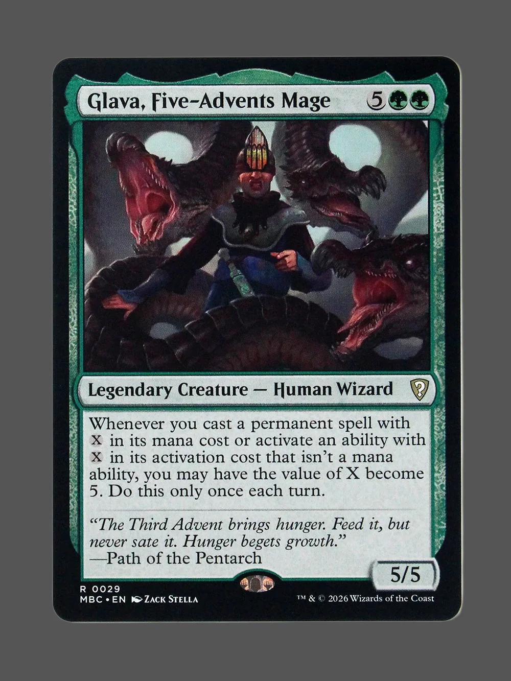 glava-five-advents-mage-029-foil.webp Glava, Five-Advents Mage Foil MTG proxy card from Mystery Booster Commander Edition #29