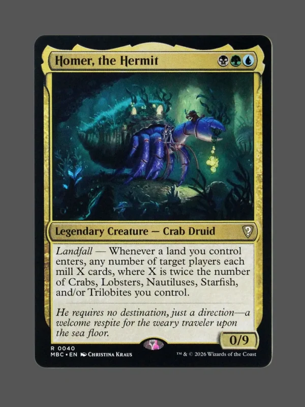 Homer, the Hermit Holo MTG proxy card from Mystery Booster Commander Edition #40