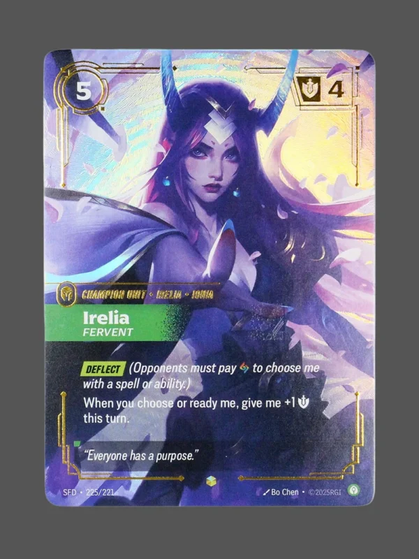 Irelia - Fervent Foil Riftbound proxy card from Spiritforged #225/221