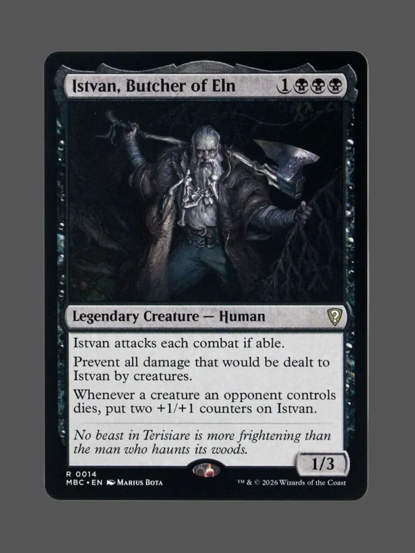 Istvan, Butcher of Eln Foil MTG proxy card from Mystery Booster Commander Edition #14