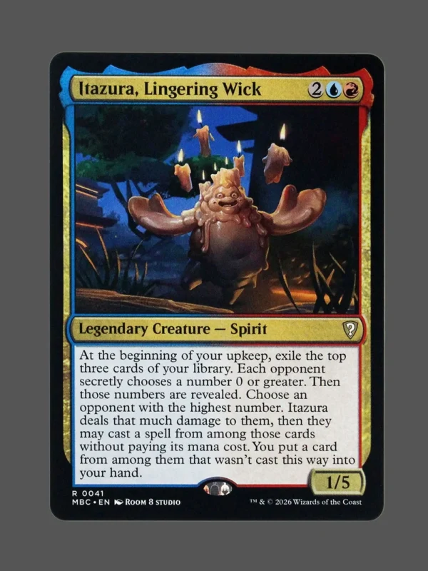Itazura, Lingering Wick Holo MTG proxy card from Mystery Booster Commander Edition #41