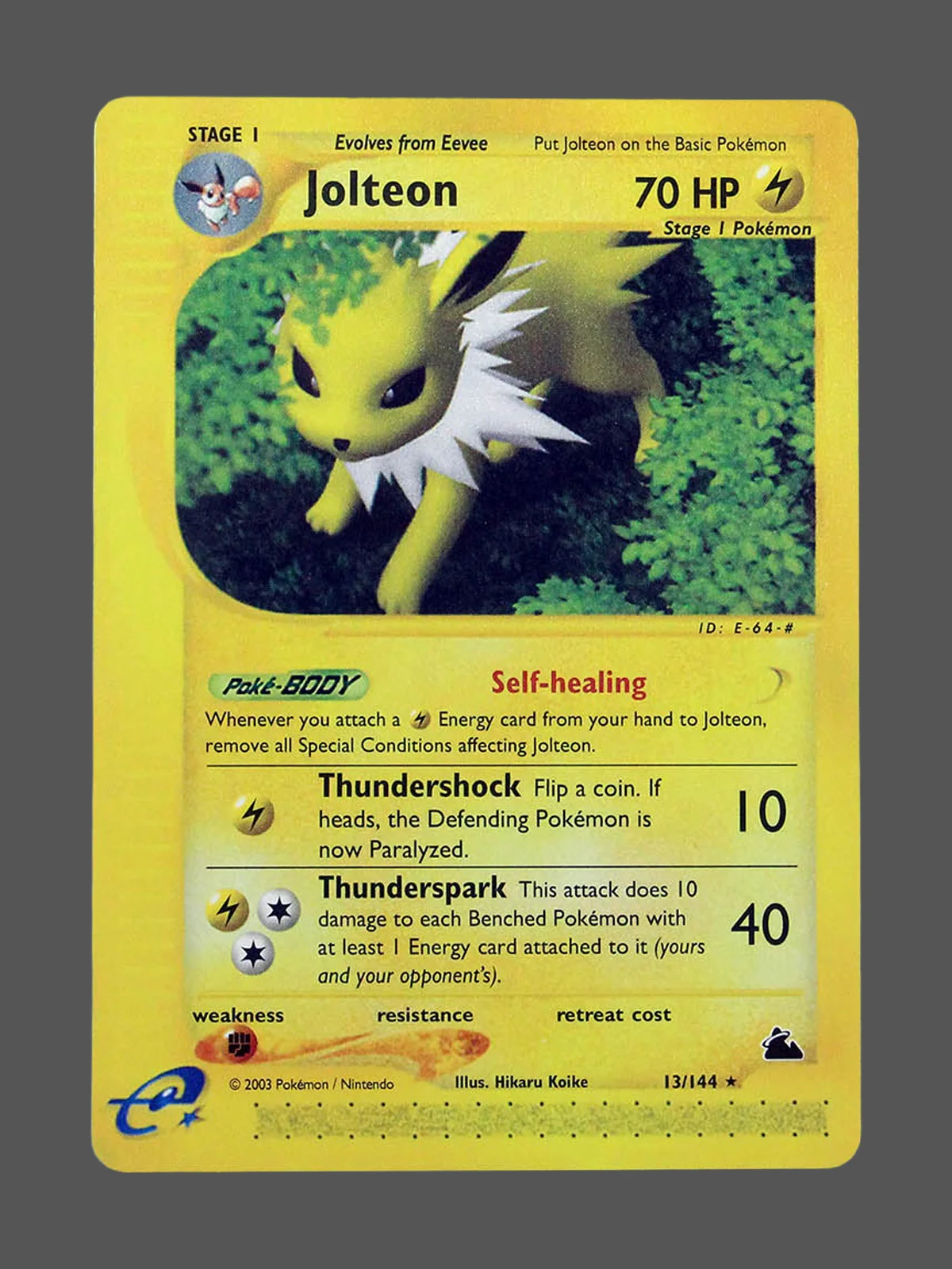 jolteon-13-sk-en.webp Jolteon Regular Pokemon proxy card from Skyridge #13