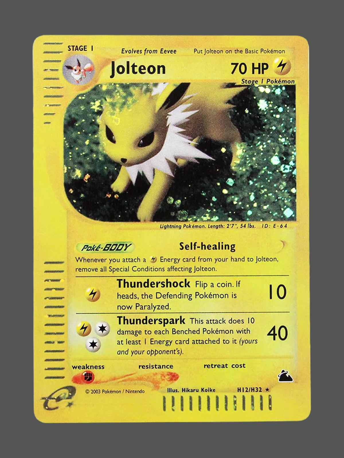 jolteon-h12-sk-en.webp Jolteon Regular Pokemon proxy card from Skyridge #H12