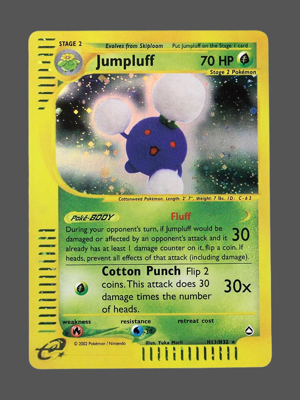 jumpluff-h13-aq-en-foil.webp Jumpluff Foil Pokemon proxy card from Aquapolis #H13