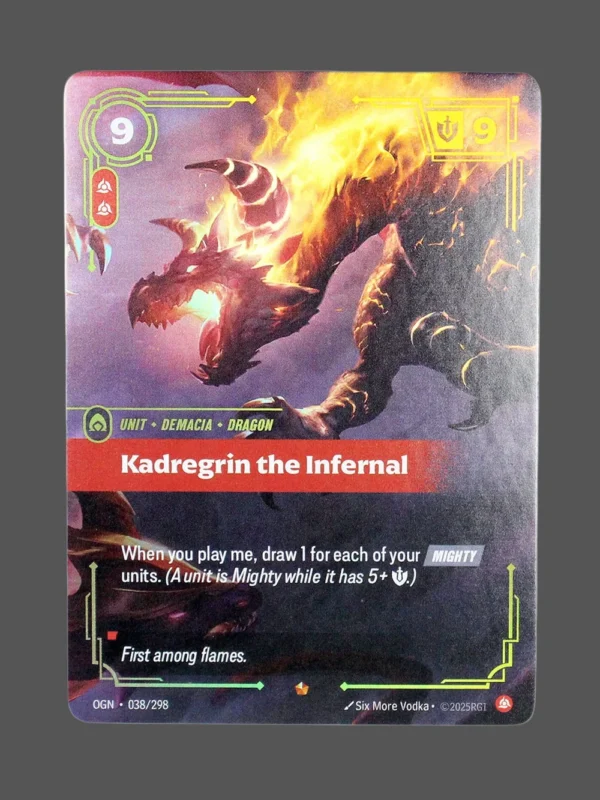 Kadregrin the Infernal Foil Riftbound proxy card from Origins #038/298