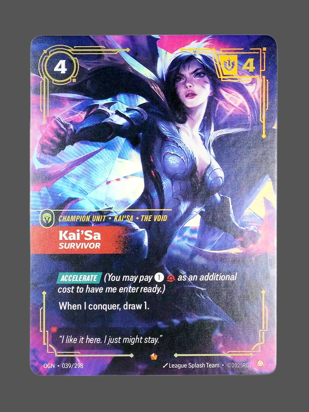 kai-sa-survivor-039-298-foil.webp Kai'Sa - Survivor Foil Riftbound proxy card from Origins #039/298