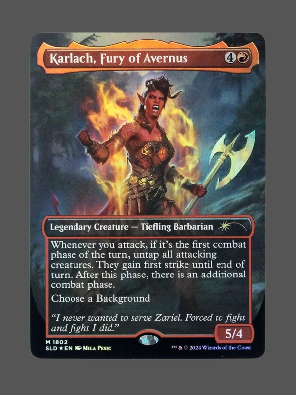 Karlach, Fury of Avernus Foil MTG proxy card from Secret Lair Drop #1802