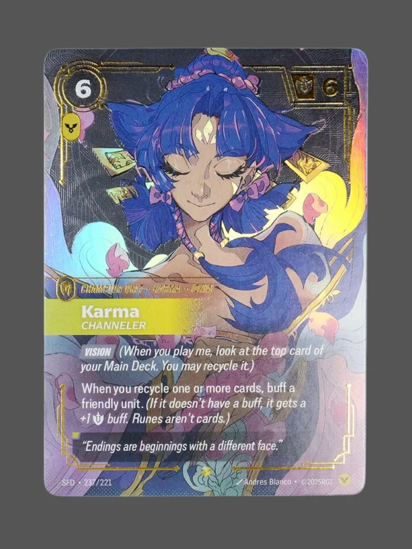 Karma - Channeler Foil Riftbound proxy card from Spiritforged #237/221