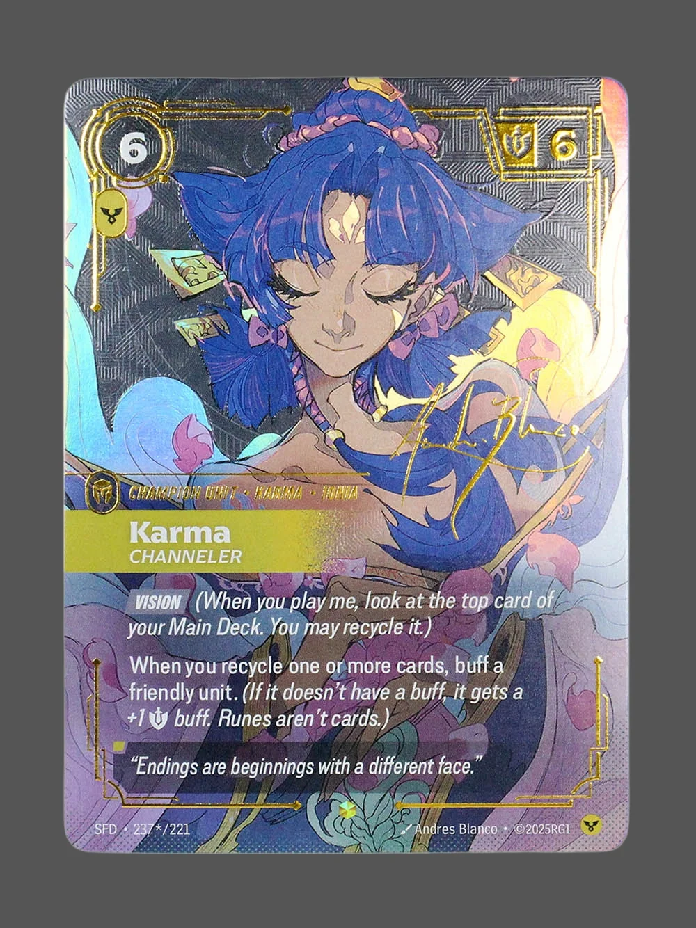 karma-channeler-237-star-221-signaturefoil.webp Karma - Channeler Signature Foil Riftbound proxy card from Spiritforged #237*/221