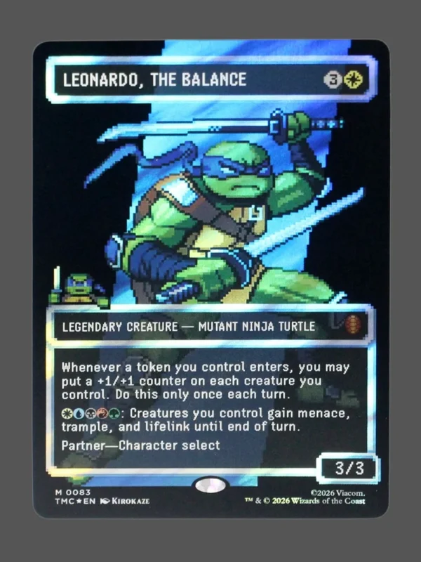 Leonardo, the Balance Surge Foil MTG proxy card from Teenage Mutant Ninja Turtles Eternal #83