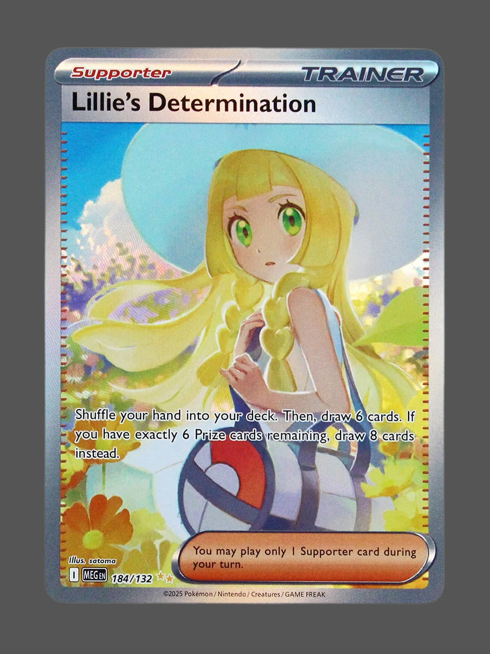 lillie-s-determination-184-meg-en-refractor-foil-v2.webp Lillie's Determination Foil Pokemon proxy card from Mega Evolution #184